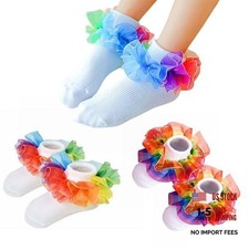Toddler Girls Socks with Rainbow Lace 4-6 Years 2 Pairs of Colored Socks a