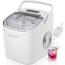 EUHOMY Countertop Ice Maker Machine with Handle 26lbs Per Day 9 Ice Cubes Rea...