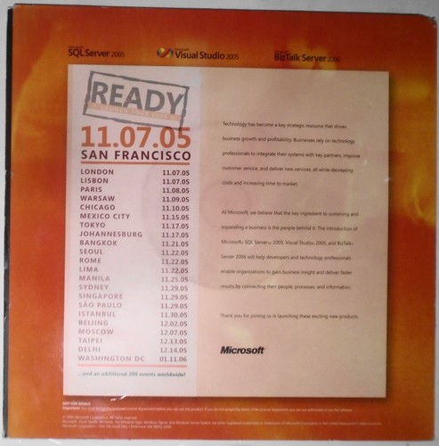 Microsoft Ready Launch Tour 2005 Promo with DVDs for SQL Server & Visual Studio - Picture 5 of 6
