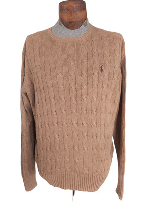 Cable Knit Silk Crewneck Sweater Size 
