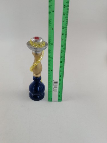 Handmade wooden hookah with blue and gold accents 5.5 INCH long - Picture 8 of 8