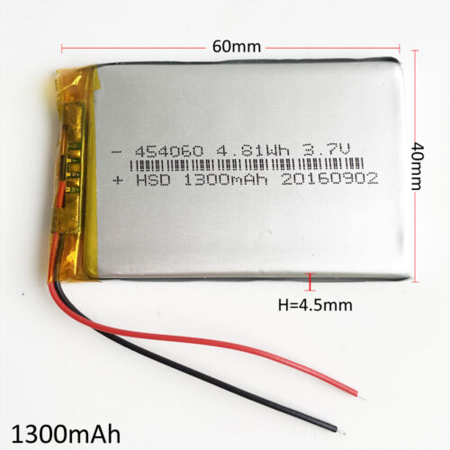 3.7V 1300mAh LiPo Polymer Rechargeable Battery 454060 For Mobile Phone Camera - Picture 1 of 4