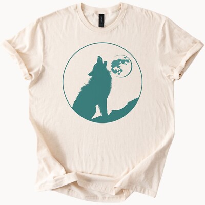 Wolf Howling Moon Graphic T Shirt Nature Animal Tee