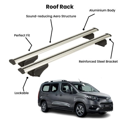2 Pcs Silver Cross Bars for  TOYOTA  PROACE CITY MVN 2019-