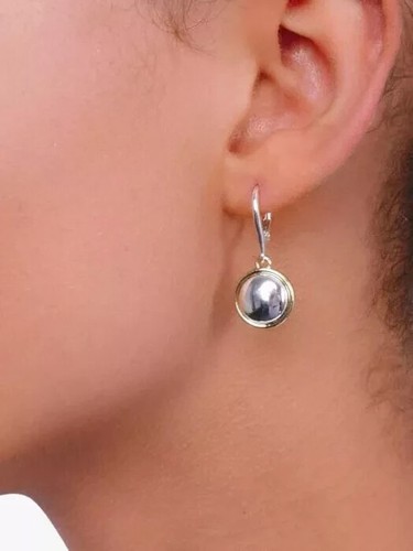Lauren Ralph Lauren Two-Tone Circle Drop Earrings Gold/Silver Signed New on Card - Picture 5 of 10