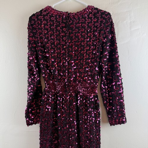 Vintage Lilli Diamond of California Sequin Maxi Dress Burgundy Pink Whimsigoth - Picture 8 of 20