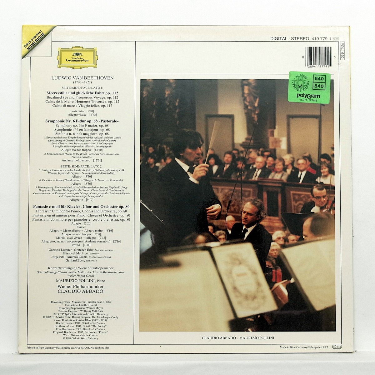 CLAUDIO ABBADO ⸺ BEETHOVEN symphony no.6 ⸺ DGG 419779-1 LP NM | eBay