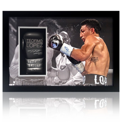 Teofimo Lopez Signed Glove Iconic Frame