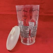 VTG 50s Buckeye Molding Company Cocktail Martini Shaker Glass w/ Recipes & Top