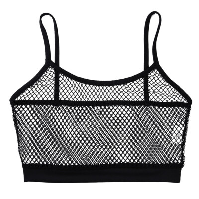 TiaoBug Damen Netz Crop Top – Transparentes Bustier Mit Spaghettiträgern, Für Party, Clubwear, Dessous (Größen S-XL)
