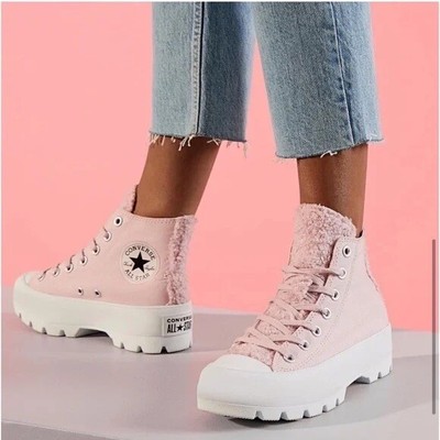 New Converse Chuck Taylor Lugged Sherpa High-Top Sneaker Blush - Women's 9