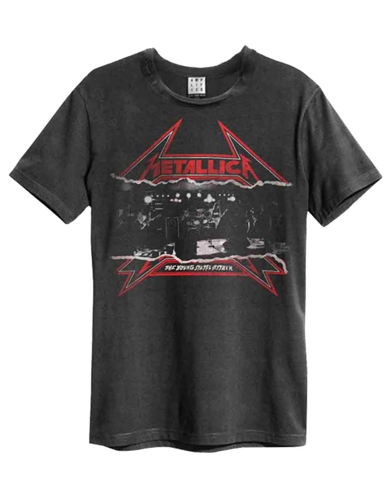 Metallica T Shirt Young Metal Attack Official Amplified Unisex Vintage Charcoal