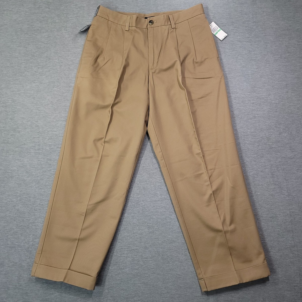 Izod Pants Mens 33x29 Khaki Beige Madison Chino SportFlex Pleated - Main Image