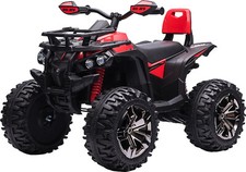 Macchina Elettrica Bambini 12V Quad Fari e Pedale 3+ Rosso 170V90RD DecHome