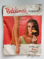 Belinda Superb size 9'' Vintage Nylon Flat Knit Stockings Seam Free 1 pair 20D