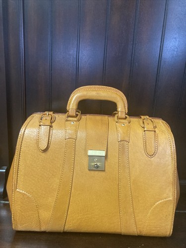 VTG Bruno Conti Doctor Bag Honey Brown Leather Handle Briefcase