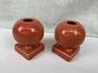 FIESTA 2 NEW PERSIMMON orange round bulb candlestick holders 3-5/8" Fiestaware
