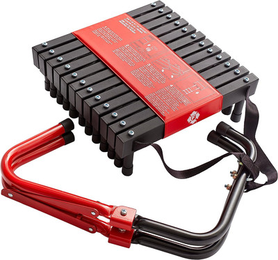Two-Story Fire Escape Ladder, 14 Feet, Steel, Anti-Slip, Black