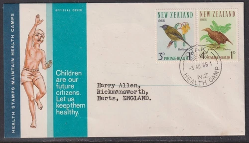 New Zealand 1966 Health First Day Cover - Otaki Health Camp to England