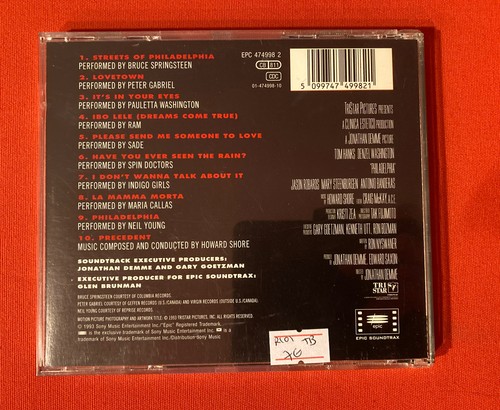 Philadelphia Music From Motion Picture Film 1993 Very Bon Condition CD - Picture 2 of 2