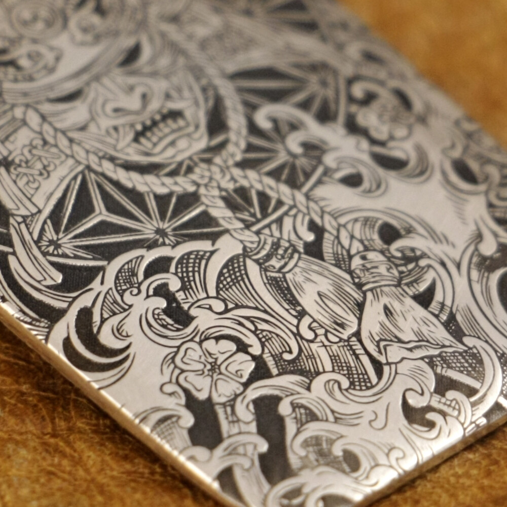 アクセサリー SAMURAI 925 Sterling Silver Japanese Samurai 2 Sides Engraving Punk