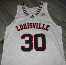 Louisville Cardinals Basketball Game Used Throwback White Jersey  M+2