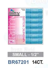 Brittny Professional Snap-On Magnetic  Hair rollers Small 1/2" 14Ct BR67201