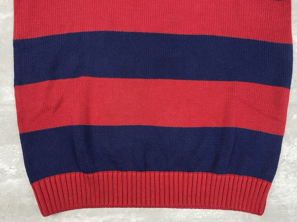 SUÉTER VINTAGE TOMMY HILFIGER PUNTO RAYAS L AÑOS 90 ROJO AZUL MARINO RAYAS BLOQUE DE COLOR Foto 3 de 4