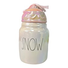 Rae Dunn "SNOW" Iridescent Ornament Figural Canister