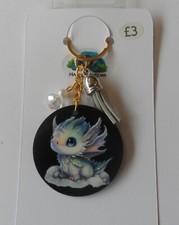 50mm Balck Acrylic Dragon Keyring + Tassel