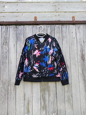 Adidas Girls Allover Floral Tricot Full Zip Track Jacket, Size Medium 10/12 