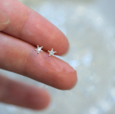 Tiny Gold Star Cubic Zirconia Stud Earrings