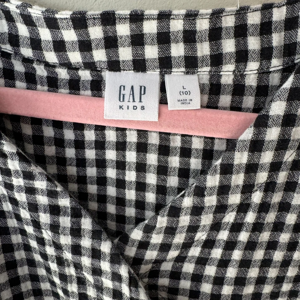 Mameluco Gap Girls negro blanco a cuadros de guinga talla 10 Foto 3 de 4