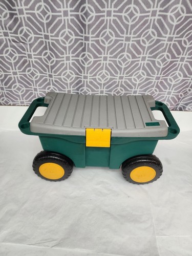 Vintage Rolling Garden Cart Seat With Wheels Tool Box Hand Tools