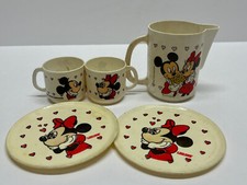 Vintage Walt Disney Productions Mickey  Minnie Mouse 8 Piece Play Dish Set