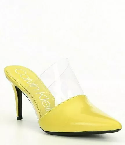 Calvin Klein Graycie Clear and Leather Mules Red Color 9M Yellow Color 8M 1 78