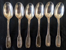 Lot de 6 mini cuillères à café ou moka Art déco métal argenté Boulanger