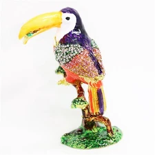 Bejeweled Enameled Animal Bird Trinket Box/Figurine With Rhinestones-Toucan