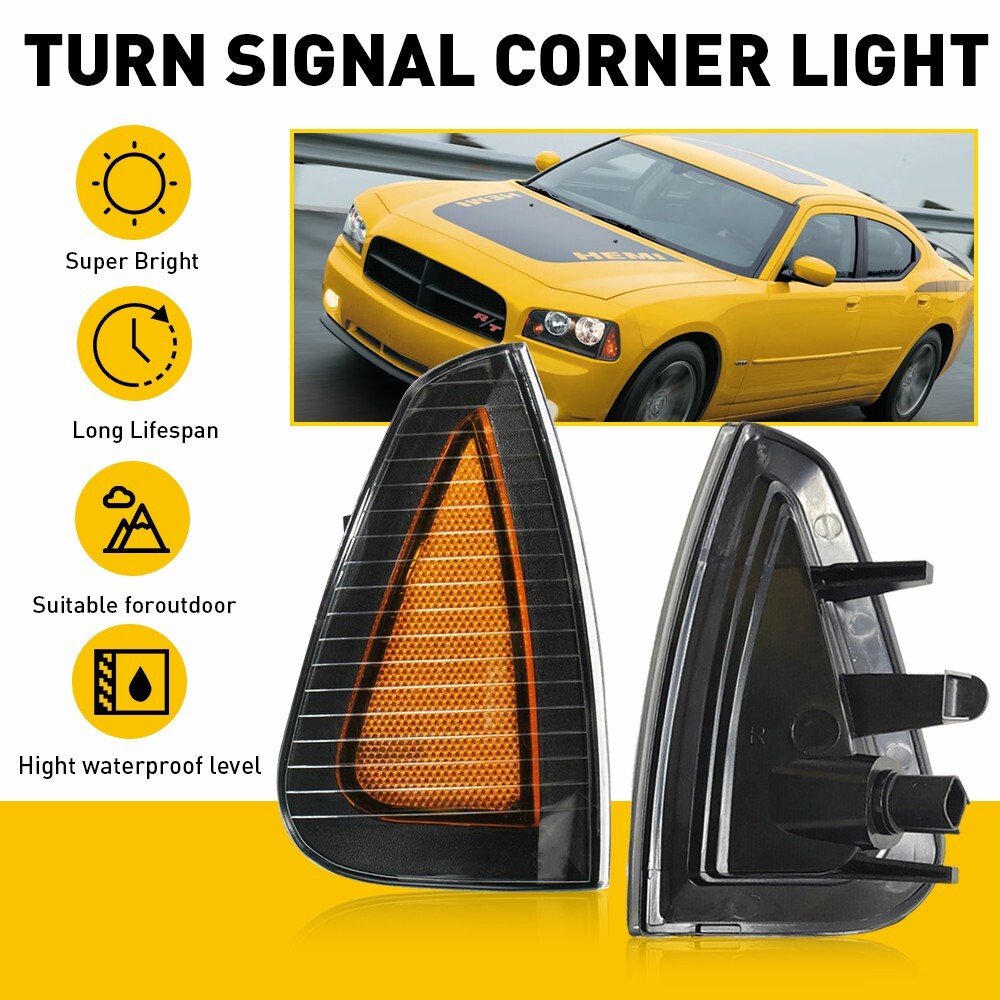 For 06-10 Dodge Charger Amber Front Turn Signal Lamps Corner-Light