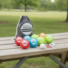Portable 90mm Bocce Ball Set - 8 Weighted Balls  Carry Case for All Surfaces