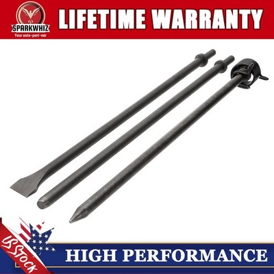Air Hammer Bits 18''(450mm) Long 3-Piece Set, 3/4'' Air Chisel, 3/8'' Point T...