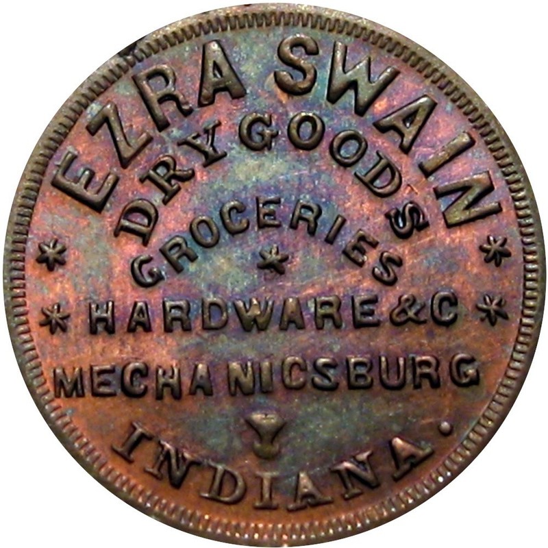 1863 Mechanicsburg Indiana Civil War Token Ezra Swain R6 Rare Town