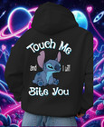 Disney Stitch "Touch Me & I'll Bite" black hoodie - hooded sweatshirt