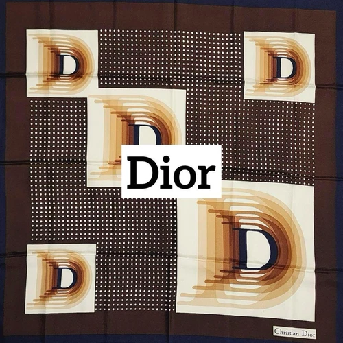 Christian Dior écharpe en soie logo D dégradé motif à pois authentique du Japon RIN