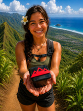 Love HIking Mountain in 3D Black with RED 2 inch Trail Hitch Cover - Hiker