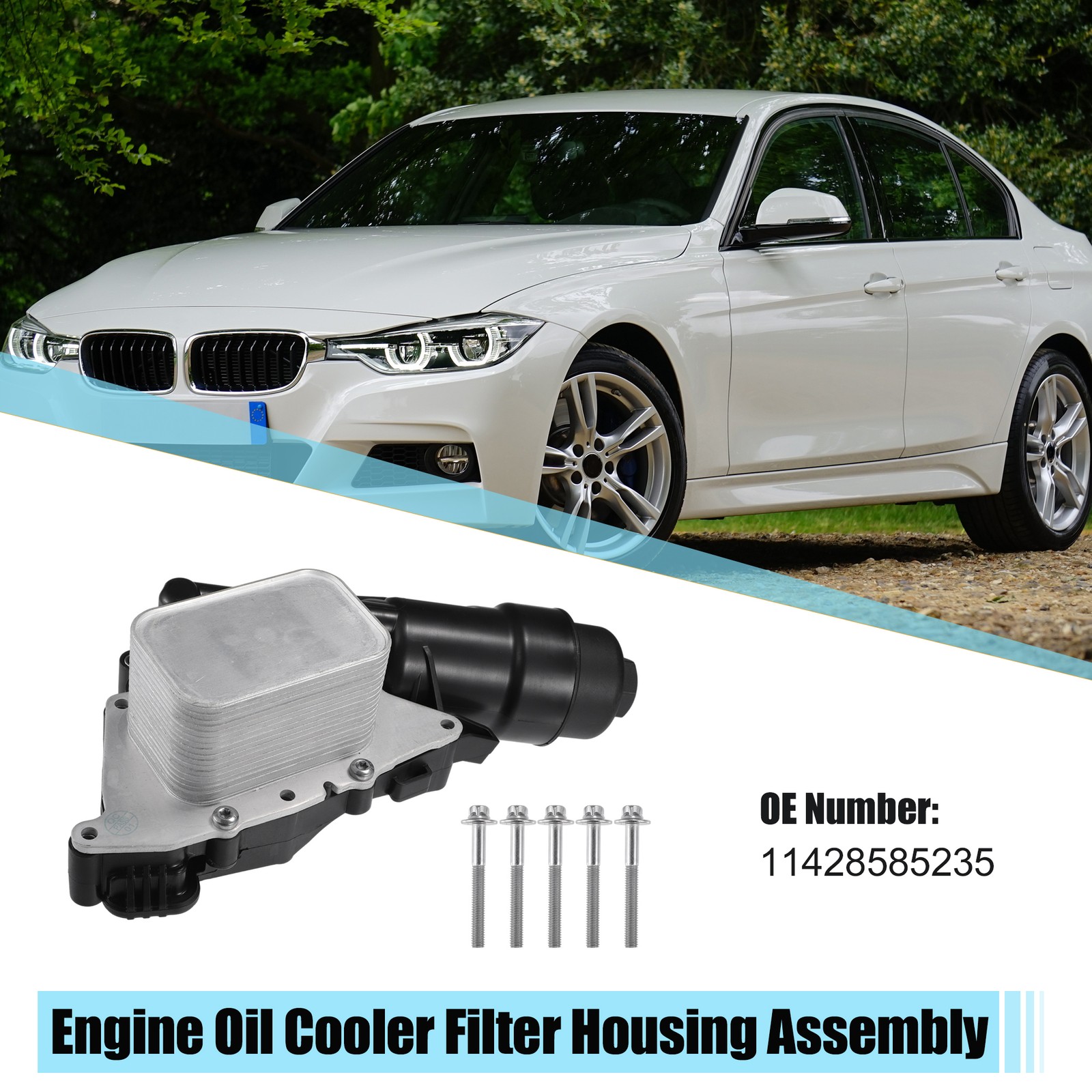1 Set Engine Oil Cooler Oil Filter for BMW I8 2014-2020 No.11428585235 Black