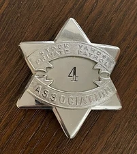 Obsolete Vintage CH Hanson Pie Plate Badge Stock Yard Private Patrol Police