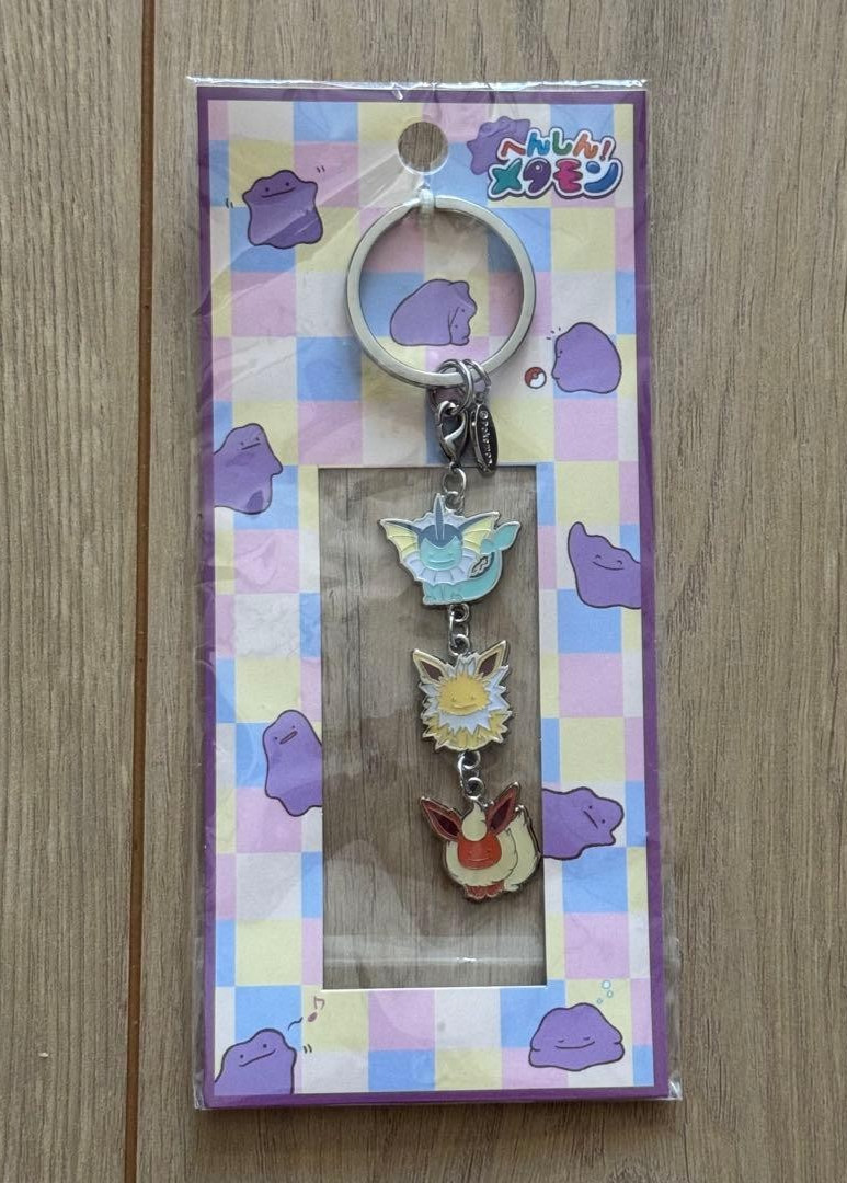 Pokemon Center Transform Ditto Charm Keychain Vaporeon, Jolteon, Flareon