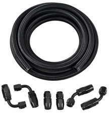  8AN Fuel Line Kit,AN8 Braided Nylon Fuel Hose CPE 10FT 8AN 10FT Black