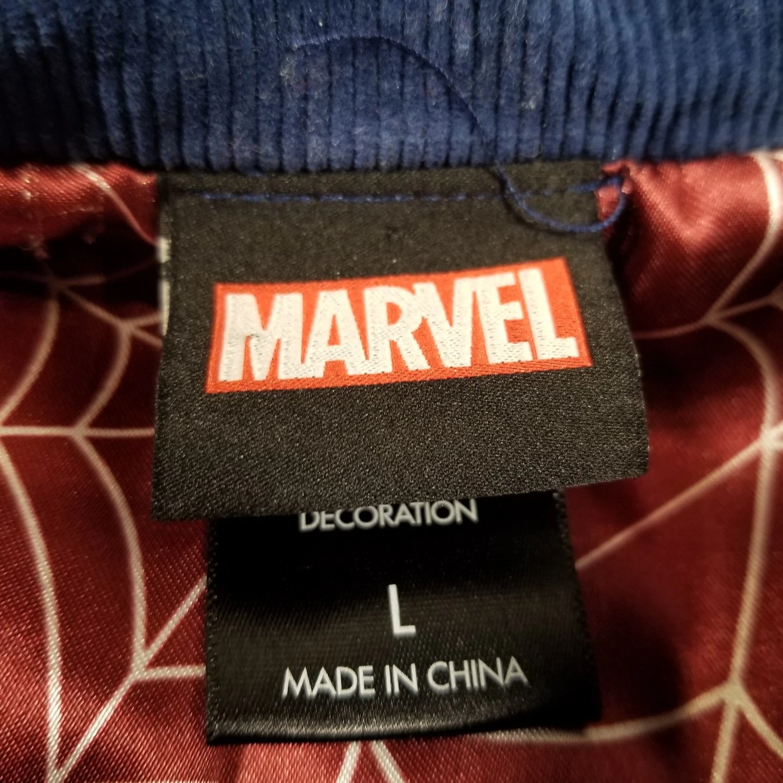 Marvel Spiderman Embroidered BoxLunch Corduroy Web Lined Chore Jacket Mens Large image 4